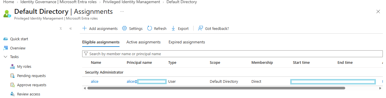 Setting assignment type to Eligible with a 3-month duration