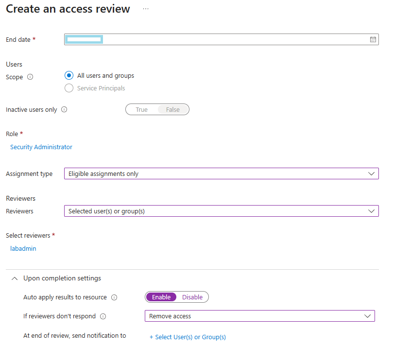 Setting the default action on non-response to Remove access