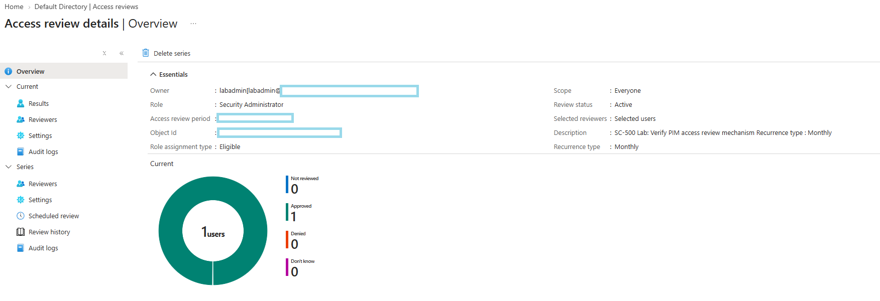 Access review approval recorded in the audit log